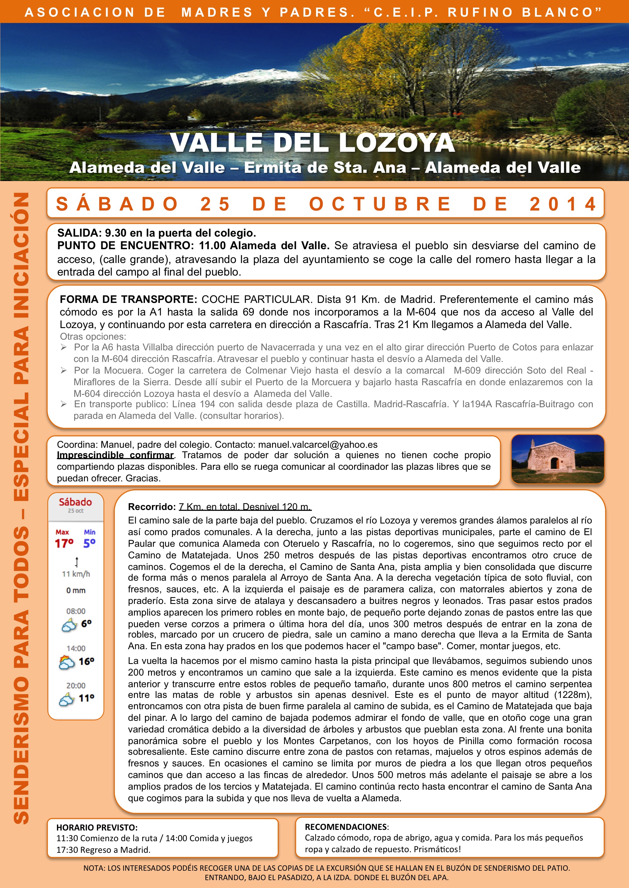 Excursión VALLE DEL LOZOYA junto con AMPA Rufino Blanco 25/10/2014