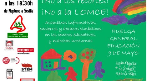 Huelga general en la educación (profesores/as, familias y estuadiantes). No a los recortes. No a la LOMCE. Jueves 9 de marzo