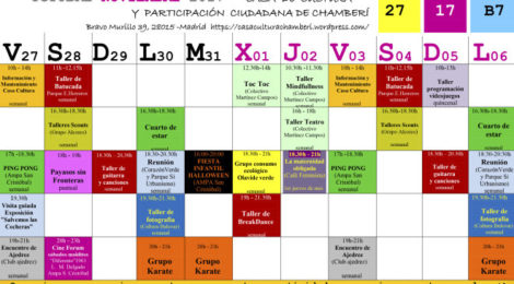 Actividades de la Casa de Cultura y Participación Ciudadana de Chamberí del 27 octubre al 6 de noviembre